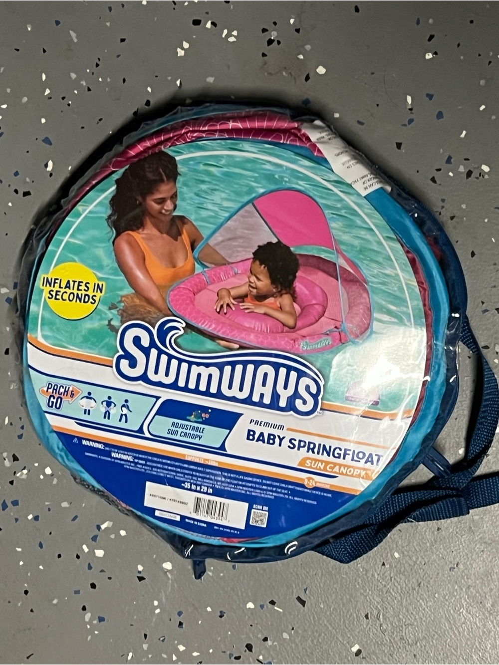 SwimWays Spring Float with Adjustable Canopy and UPF Sun Protection